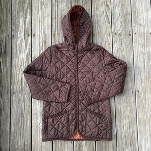 lavenham women's 36 brown quilted hooded jacket